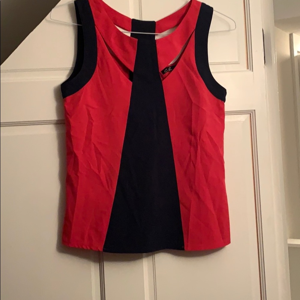 Navy and Hot Pink C. Luce Top with Cut Out Detail